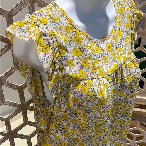 Loft Flutter Sleeve Floral Yellow Blouse - Picture 3 of 8